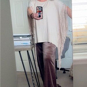 NWT Three Bird Nest Velvet Wide-Leg Pants in Taupe Brown